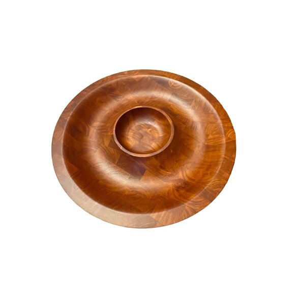Vintage Mid-Century Modern Teak Wood Chip & Dip Bowl - Picture 1 of 7